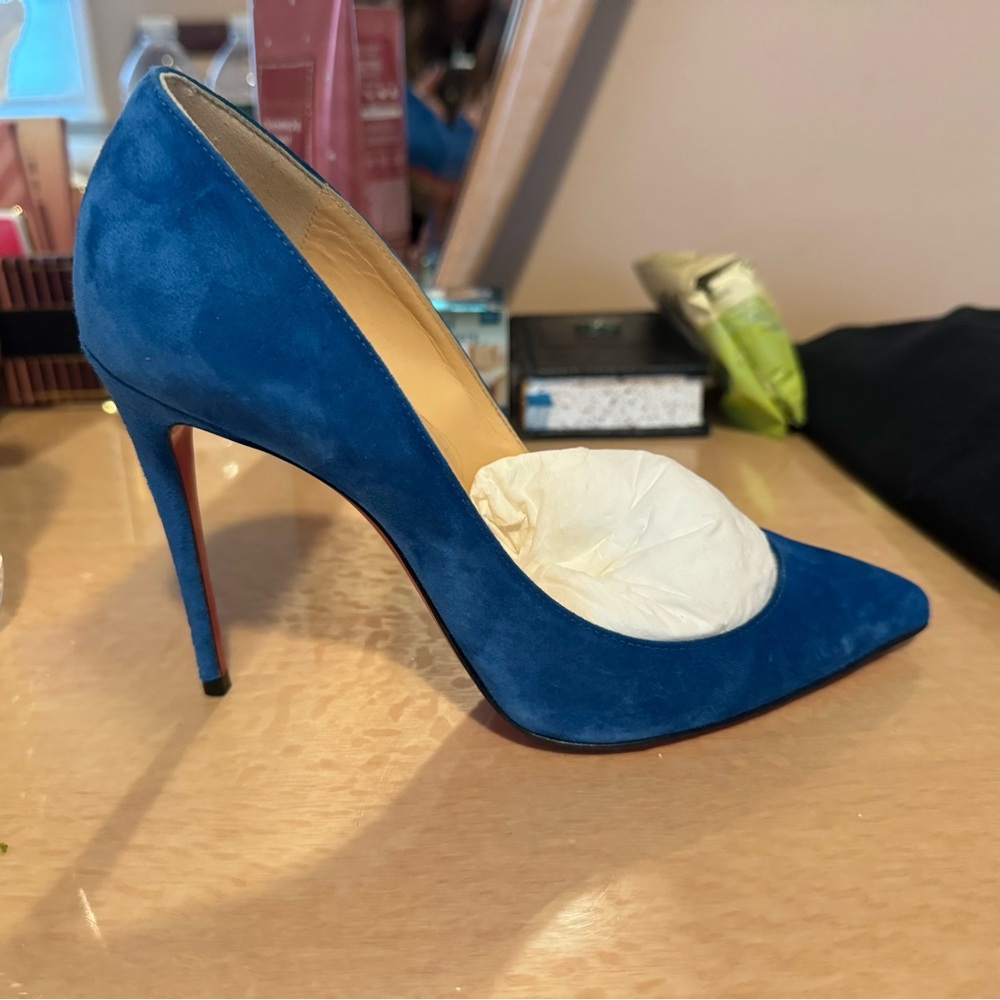 Elegant Blue Suede Women's Heels